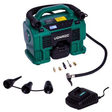 Accu compressor 20V - 12V - 4.0Ah | Incl. accu en snellader, Verzenden