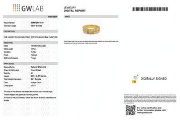 Zonder minimumprijs - Ring - 14 karaat Geel goud - 3.21ct., Nieuw