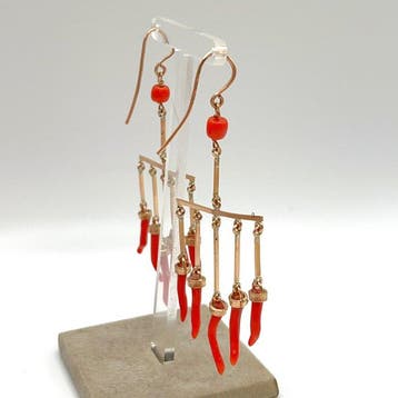 Boucles doreilles - 14 carats Or rose Corail - Corail, Bijoux, Sacs & Beauté