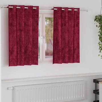 vidaXL Velvet Gordijnen 2 st Wijnrood 140 x 140 cm Fluweel, Verzenden, Nieuw