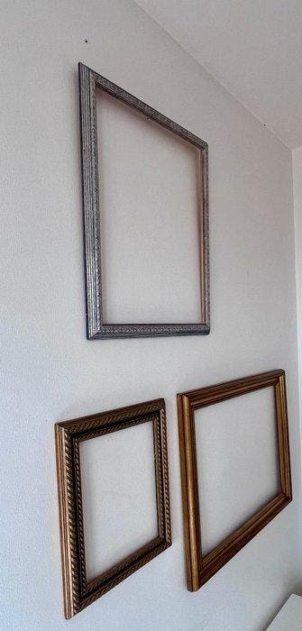 Lijst (3) - Walnoot - Lot van 3 vintage houten