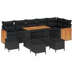 vidaXL Tuinbank Set 10 pcs Zwart Poly Riet en Poedergecoat, Verzenden