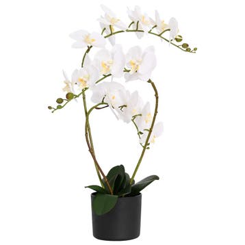 vidaXL Kunst Orchidee Plant met Pot Wit 45 x 15 x 65 cm, Verzenden, Nieuw