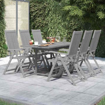 vidaXL 7-delige Tuinset massief acaciahout, Tuin en Terras, Tuinsets en Loungesets, Verzenden, Nieuw, Tuinset