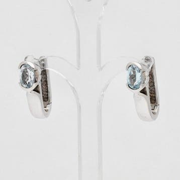 Oorbellen - 14 karaat Witgoud Spinel