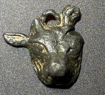 Romain antique Bronze Rare amulette-pendante zoomorphique