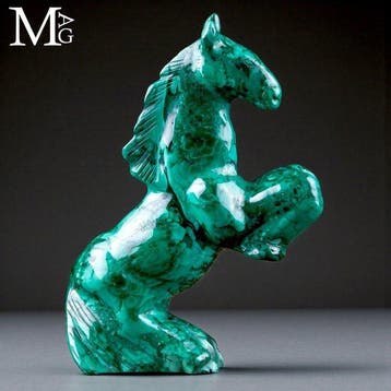 Exquisiet Paard Gehouwen - Natuurlijke Malachiet Een, Collections