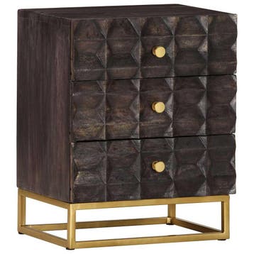 vidaXL Nachtkastje 40x30x50 cm massief mangohout zwart, Verzenden, Nieuw