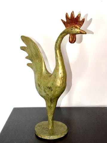 Abdoulaye Derme - sculptuur, Coq - 28 cm - Brons