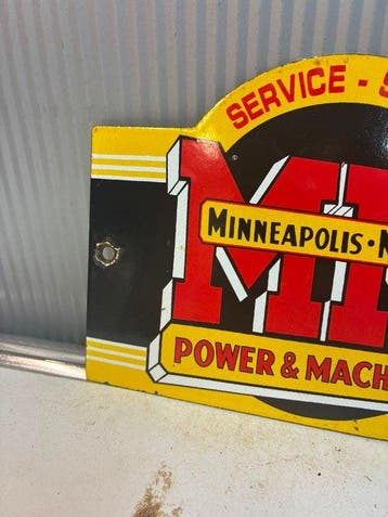 Vintage Minneapolis-Moline Power & Machinery reclamebord –