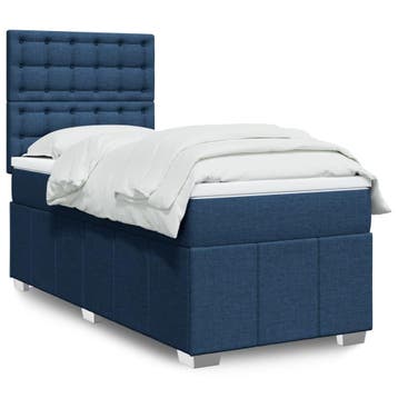 vidaXL Boxspring met matras stof blauw 90x200 cm, Verzenden, Nieuw