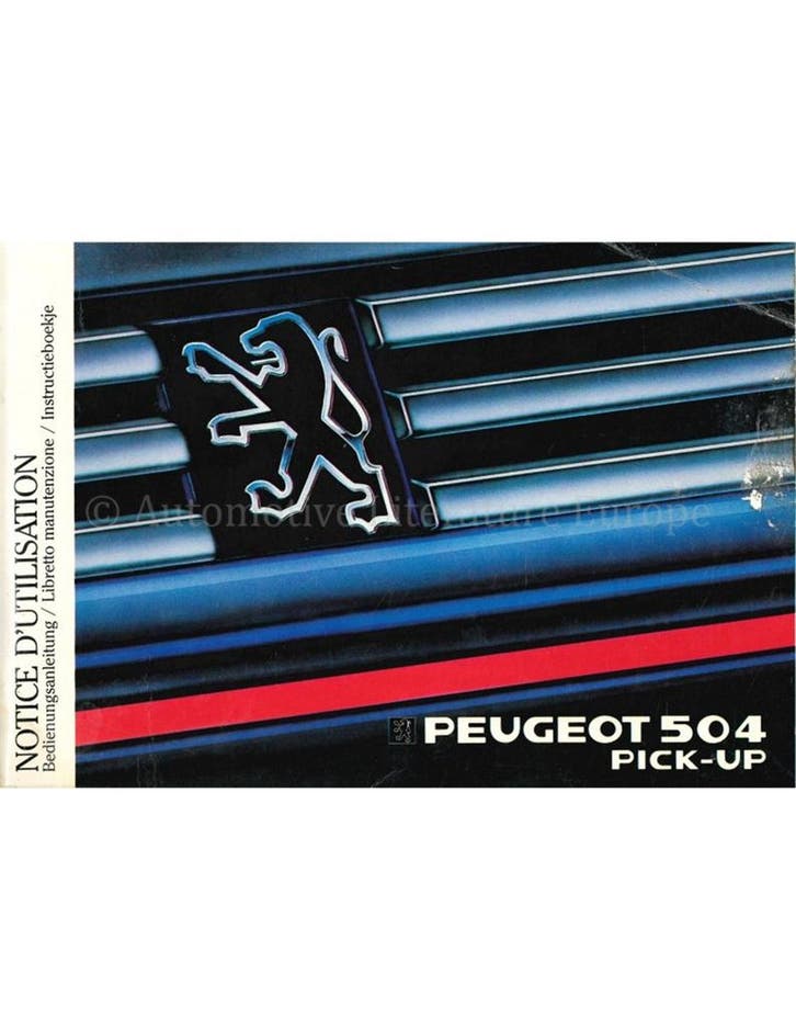1987 PEUGEOT 504 PICK UP INSTRUCTIEBOEKJE, Autos : Divers, Modes d'emploi & Notices d'utilisation
