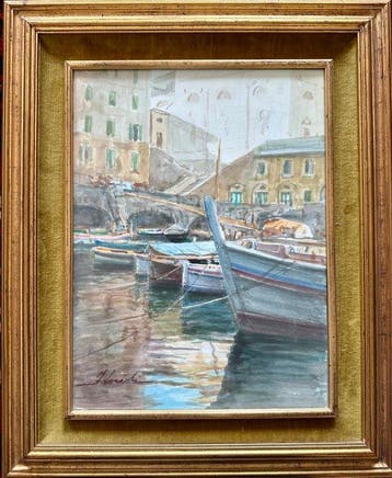 Franco Lorioli (1935) - Il porticciolo di Camogli, Antiek en Kunst