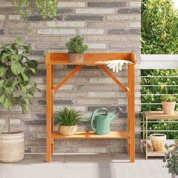 vidaXL Planttafel met plank Bruin 75 x 40 x 90 cm Massief, Tuin en Terras, Verzenden, Nieuw