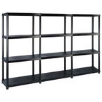 vidaXL Opbergrek 4-laags 183x30,5x130 cm kunststof zwart, Huis en Inrichting, Verzenden, Nieuw