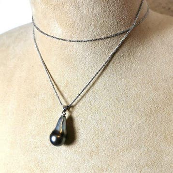 Halsketting Zilver Parel - Tahiti long BQ Ø11,2x20MM, Handtassen en Accessoires, Kettingen, Nieuw