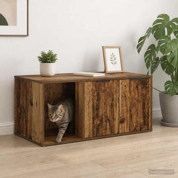 vidaXL Kattenkrat Meubel Oud hout 100 x 49 x 45 cm Bewerkt, Verzenden