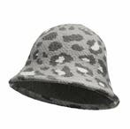 Bucket Hat Hoedje – Panterprint - Soft – One Size – Grijs, Nieuw