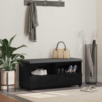vidaXL Hallenbank Zwarte Eik 100 x 38 x 46 cm Geengineerd, Verzenden