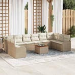 vidaXL Tuinbank Set met kussen 11 pcs Beige poly rattan, Verzenden, Nieuw