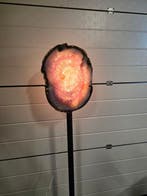 Lampadaire - Agate, Métal - Unique - dalle de cristal XXL