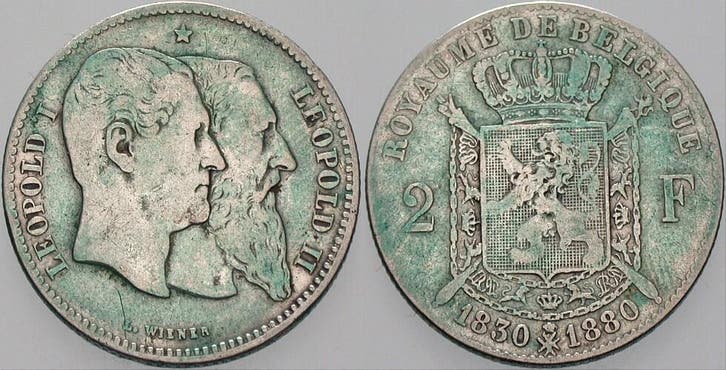 2 Franc 1880 Belgie-koenigreich Leopold Ii 1865-1909, Postzegels en Munten, Munten | Europa | Niet-Euromunten, België, Verzenden
