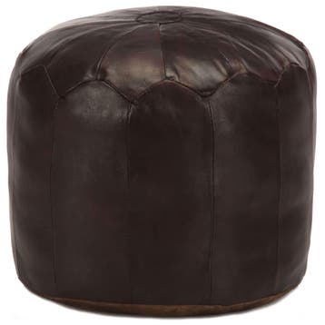 vidaXL Poef 40x35 cm echt geitenleer donkerbruin, Verzenden, Nieuw