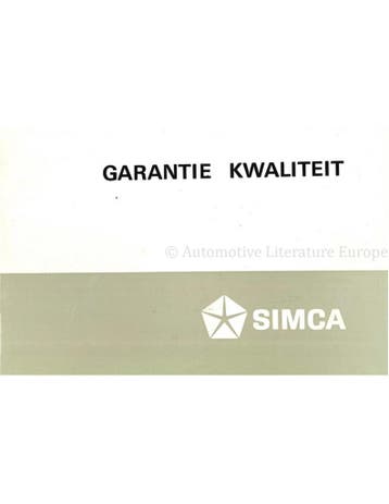 1965 SIMCA 1200 S COUPE SERVICE & GARANTIE HANDLEIDING
