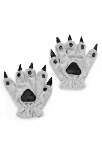 KIMU® Klauwen Handschoenen Lichtgrijs Pluche Handschoen Nage, Ophalen of Verzenden