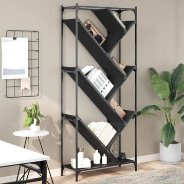 vidaXL Boekenkast 79x30x180 cm bewerkt hout en metaal zwart, Huis en Inrichting, Kasten | Boekenkasten, Verzenden, Nieuw
