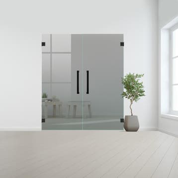 Glazen dubbele binnendeur XL zonder kozijn zwart beslag-Grij, Doe-het-zelf en Bouw, Verzenden, Nieuw