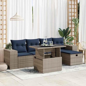 vidaXL 6-delige Loungeset met kussens poly rattan acacia, Verzenden, Loungeset