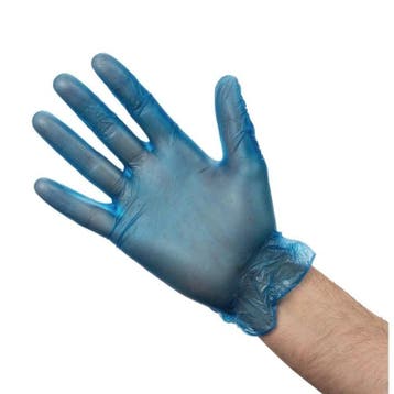 Handschoenen vinyl blauw gepoederd | 100 stuks Vogue, Verzenden