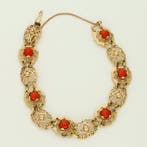 Bracelet - 14 carats Or jaune - corail rouge, Bijoux, Sacs & Beauté