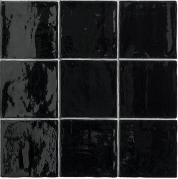 Wandtegel Handvorm Terre WoW Negro Glossy Zwart Glans 15x15, Doe-het-zelf en Bouw, Tegels, Nieuw, Minder dan 20 cm, 10 m² of meer