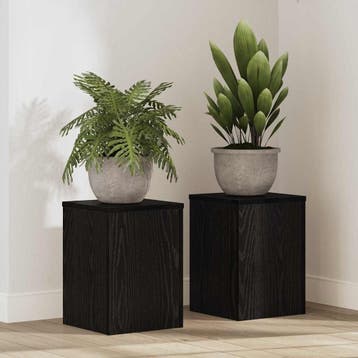 vidaXL Plantenstand 2 st Zwart eiken 25 x 25 x 35 cm Bewerkt, Verzenden