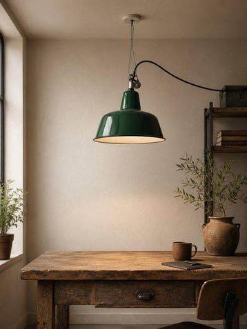 KWE - KW - Lamp - Emaille - Industrieel KWE-lamp, Antiek en Kunst