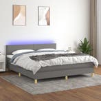 vidaXL Boxspring met matras en LED stof donkergrijs 160x200, Verzenden, Nieuw