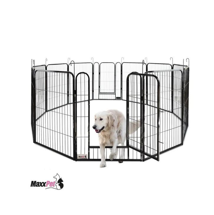 MaxxPet Hondenren - Puppyren met 12 Kennelpanelen - Staal..., Animaux & Accessoires, Caisses pour chiens, Enlèvement ou Envoi