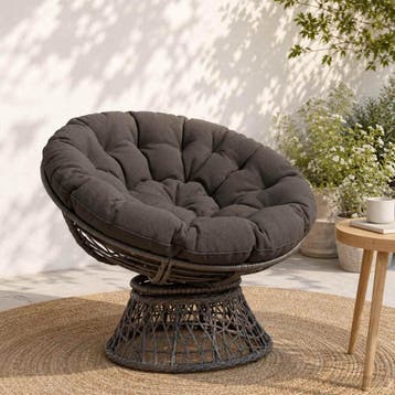 vidaXL Papasan Stoel Kussen VIANEN 100% Polyester Antraciet, Verzenden