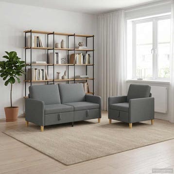 vidaXL Sofa Set Met Opslag 2 pcs Donkergrijs Polyester, Verzenden, Nieuw
