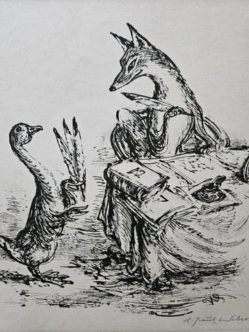 Paul Andreas Weber (1893-1980) - Fuchs und Gans (signiert)