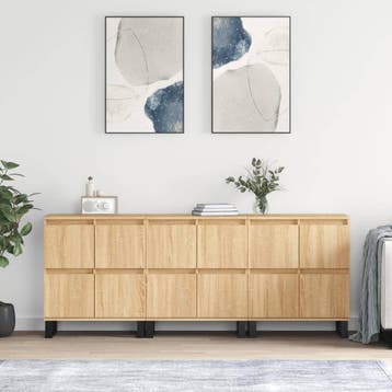 vidaXL Dressoirs 3 st bewerkt hout sonoma eiken, Verzenden, Nieuw