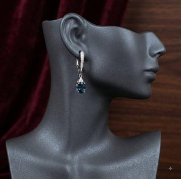 Zonder minimumprijs - Oorbellen Zilver - 3.20ct. tw. Topaas, Nieuw