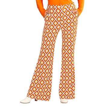 Disco 70S Broek Oranje Dames Ruit, Verzenden