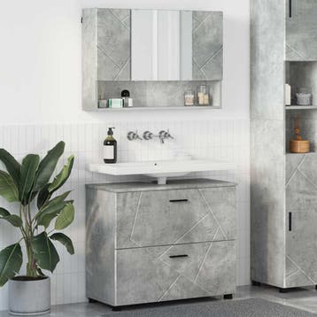 vidaXL Badkamermeubel Set 2 st Beton Grijs 76,5 x 35 x 64 cm, Verzenden, Nieuw