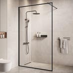 Douchewand Georgia 100 x 200 cm Zwart – Inloopdouche 8 mm, Verzenden, Nieuw