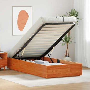 vidaXL Ottoman bedframe met opbergruimte Wasbruin 80 x 200, Verzenden