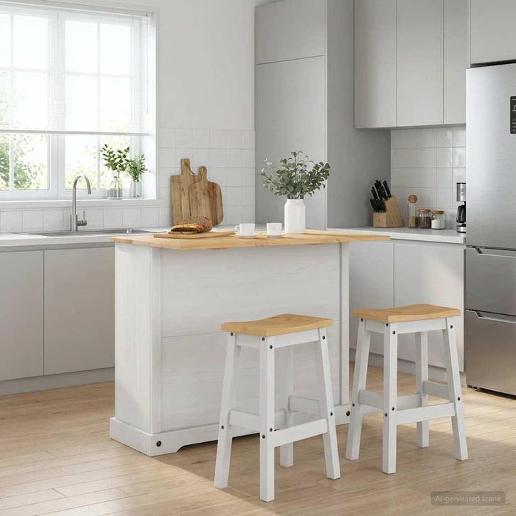 vidaXL Keuken eiland set 3 st Wit en Honingwas 112 x 70 x, Maison & Meubles, Maison & Meubles | Autre, Envoi