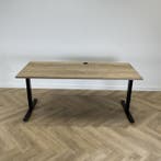 verstelbaar bureau 180x80 cm,  natuur eiken  - zwart, Huis en Inrichting, In hoogte verstelbaar, Gebruikt